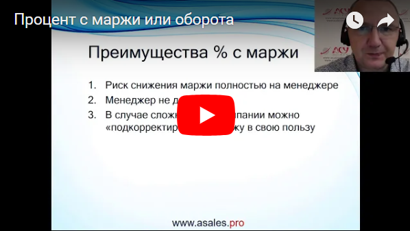 Видео «Платить % менеджеру с маржи или оборота»